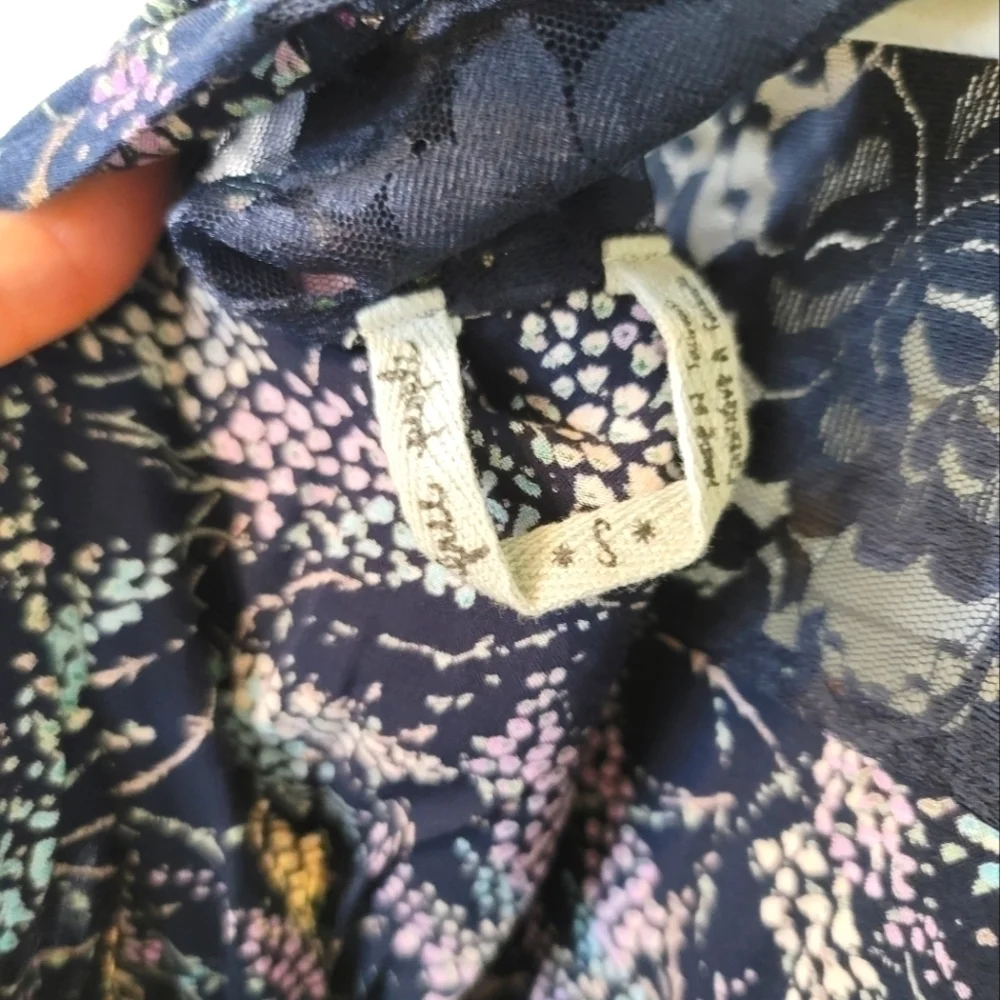 FREE PEOPLE LACE YOKE FLORAL SLEEVELESS DRESS, SZ SMALL